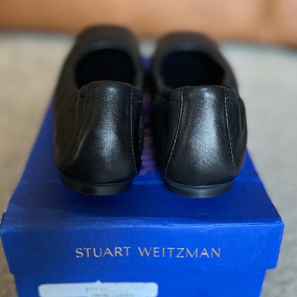 STUART WEITZMAN Bardot Nappa Leather Ballet FLats, Black, 7B (Run Narrow!) - Picture 5 of 8